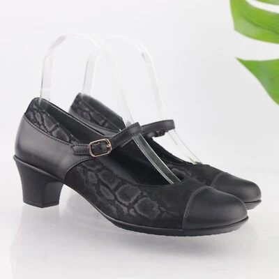 Zapatos de salón SAS Isabel Mary Jane para mujer talla 6,5 DELGADOS tacón bloque cuero negro serpiente Foto 1 de 4