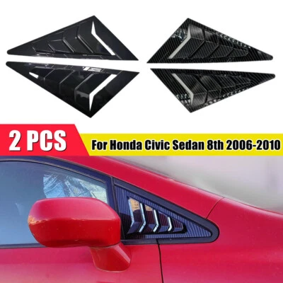 Cubierta de persiana delantera 2 piezas para ventana de ventilación lateral de auto Honda Civic 8th 2006-2010 Foto 1 de 4