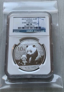2012 CHINA SILVER PANDA 中國10元銀熊貓 1 oz S10Y- NGC MS70 EARLY RELEASES - Picture 1 of 4