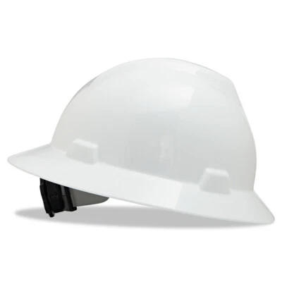 MSA 475369 V-Gard White Full Brim Hard Hat with Fas-Trac Suspension