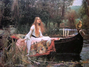 Dream-art Oil painting J. W. Waterhouse The lady of shalott on the boat canvas - Photo 1 sur 1