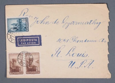 MayfairStamps Hungría a San Luis MO Par Cubierta Correo Aéreo aau_46149 Foto 1 de 2