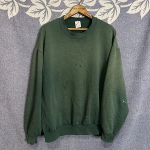 Vintage 90s Jerzees Faded Distressed Green Blank Crewneck Sweatshirt Size XL USA - Bild 1 von 7