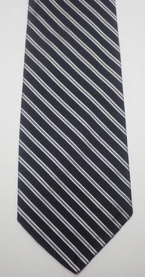 ROBERT TALBOTT NORDSTROM CORBATA NEGRA con RAYAS GRISES 100% SEDA HECHA EN EE. UU. 59" Foto 1 de 4