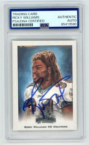 Scheda calcio RICKY WILLIAMS Dolphins firmata 2002 GRIDIRON KINGS PSA Slab Auto - Foto 1 di 2