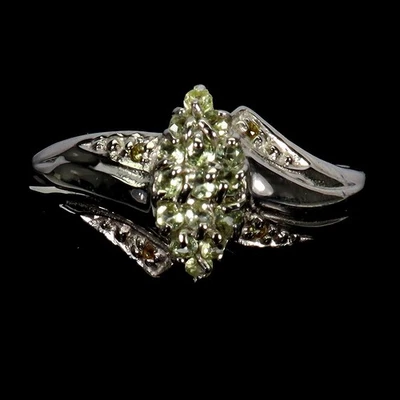 925 Sterling Silver Ring Round Peridot Sapphire Natural Gemstone Jewelry Size 7 - Image 1 of 4