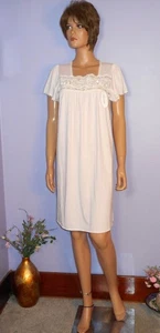 New w Tags Miss Elaine Silky Knit Soft Pink Cotton Blend Classic Sissy Nighty, M - Picture 1 of 9