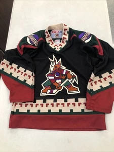 Camiseta deportiva vintage Phoenix Coyotes juvenil S/M CCM máscara tejida al aire NHL 90s cosida - Imagen 1 de 12