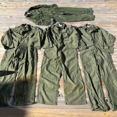 Lote de 4 Macacão Masculino Vintage Grande Verde Oliva Algodão Militar Cetim Tipo 1 - Imagem 1 de 4