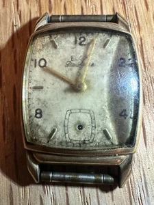 Elgin DeLuxe 10K Gold Filled Tank Watch Wadsworth Case 558 17J – Parts/Repair - Picture 1 of 14
