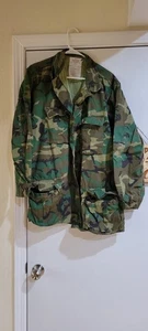 Military Coat Hot Weather Woodland Camouflage Combat Pattern Size L LONG - Picture 1 of 6