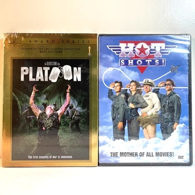 PLATOON / HOT SHOTS! (DVD) Charlie Sheen - War Drama / Parody Spoof Comedy NEW - Image 1 of 4