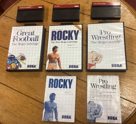 Sega Master System Game Lot Rocky Pro Wrestling Football Tested A+ Shipping Care