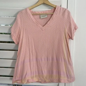 CECILIE Copenhagen Women’s Shirt O Short Sleeve Textured Pink Top - Size S - Picture 1 of 4