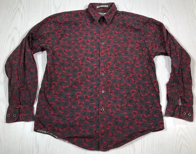 Vintage 80s Dockers Long Sleeve Shirt Men M Red Geometric Abstract Button Up - Image 1 of 4