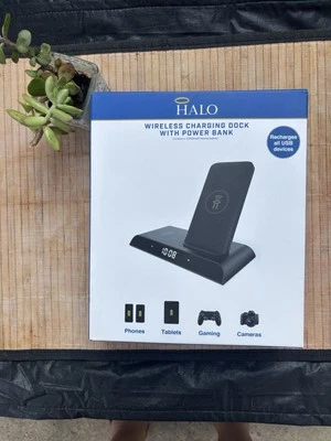 Halo Wireless Charging Dock And Power Bank Vacation , Travel , Emergency - Image 1 of 4