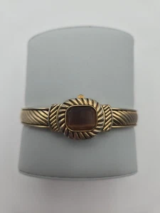 Vintage goldfarbene versteckte Zifferblatt Armreif Uhr - Quarz Japan Uhrwerk - Edelstein... - Bild 1 von 5