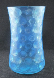 1880S EAPG HOBBS BROCKUNIER POLKA DOT BLUE WISPY OPAL GLASS CELERY VASE 6.25IN - Picture 1 of 7