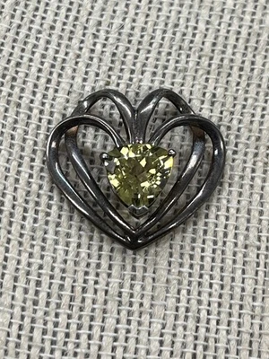 复古 925 纯银心形吊坠 带万亿橄榄石,香港 2.5 毫米 — 第 1/4 张图片