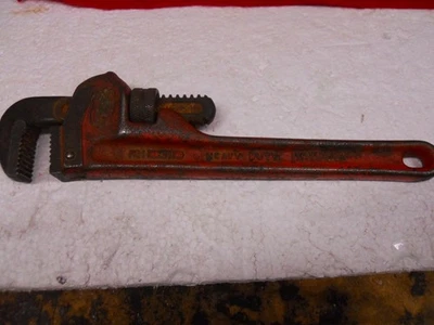 Vintage Rigid 10" Heavy Duty Pipe Wrench USA Ridge Tool Elyria Ohio - Image 1 of 4