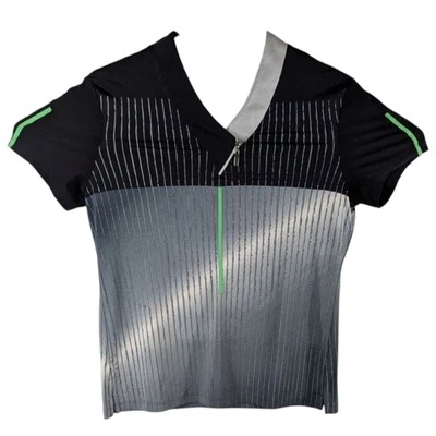 Женская рубашка для гольфа JAMIE SADOCK топ с коротким рукавом размер Small черная серая зеленая полоса - Изображение 1 из 4