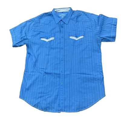 PEPE Jeans vtg Y2k Sequin Shiny Button Shirt Men XL Bright Blue Street Western - Image 1 of 4