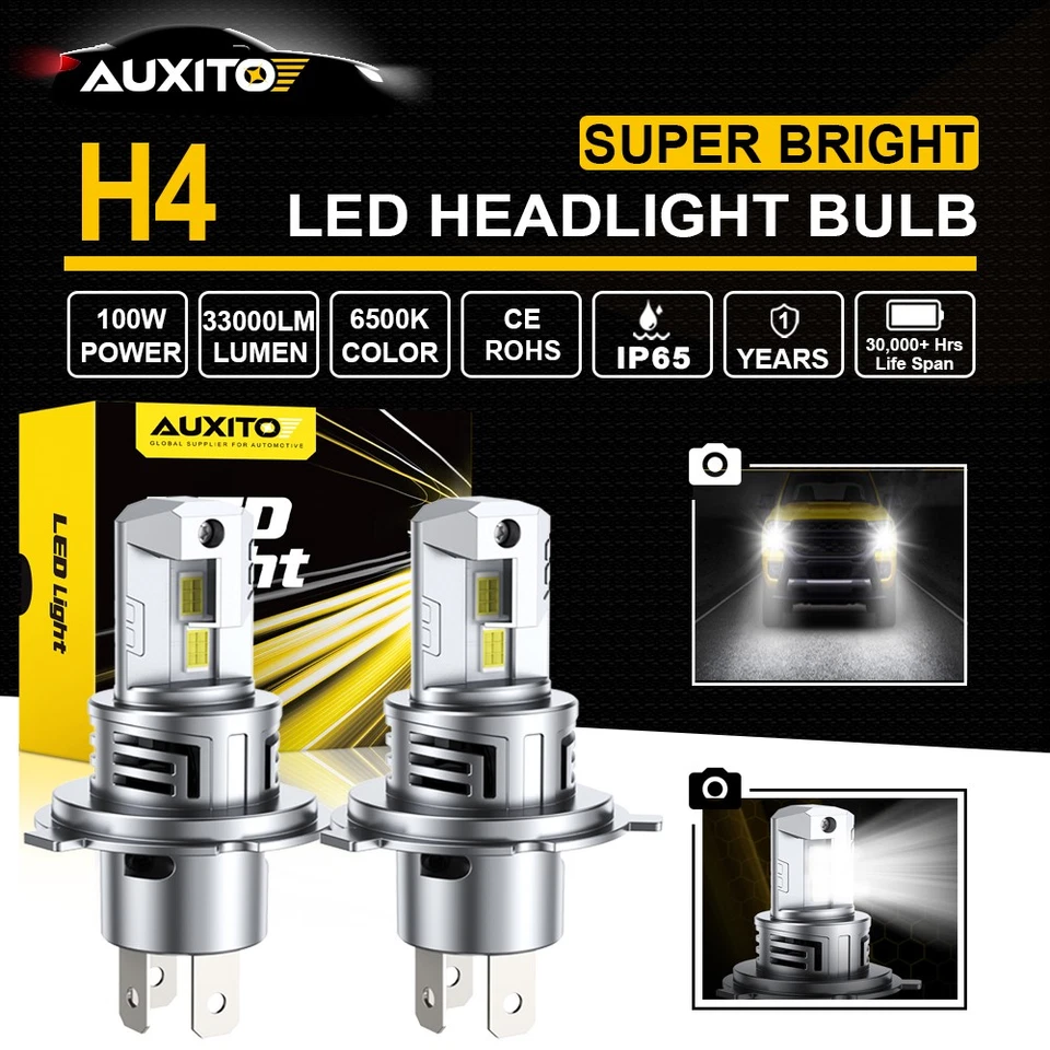 Kit de bombillas de faros LED AUXITO H4 haz alto bajo 900% súper brillante 6500K blanco A+ Foto 1 de 4