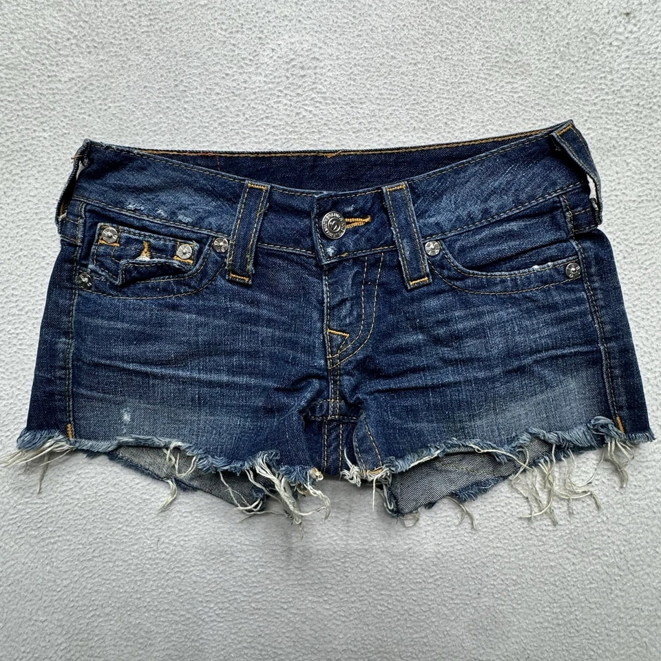 True Religion Keira Blue Jean Denim Shorts Sz 29” - Image 1 of 4