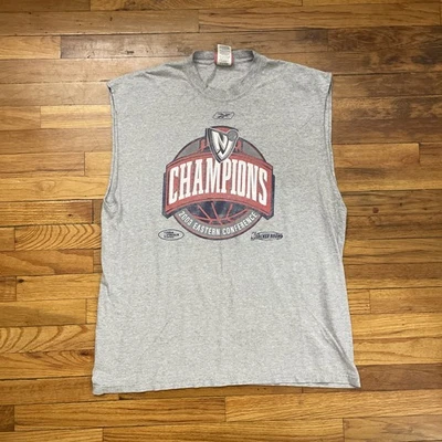 VTG New Jersey Nets 2003 Eastern Conference Champions Muscle T Shirt Size L Used - Image 1 of 4