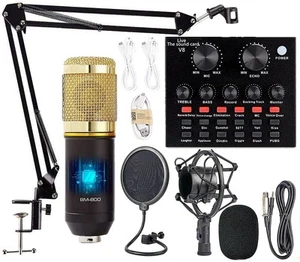 Podcast Equipment Bundle, BM-800 Mic Kit with Live Sound Card, Adjustable Mic... - Picture 1 of 8