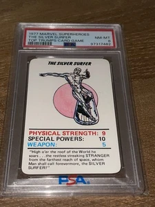 Marvel Superheroes Silver Surfer Top Trumps 1977 juego de cartas PSA 8 casi nuevo-como nuevo ¡¡raro!!! - Imagen 1 de 4