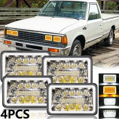 4PCS 4x6" inch LED Headlight Hi-Lo Beam DRL Turn Signal For Nissan 720 1983-1986 Foto 1 de 4