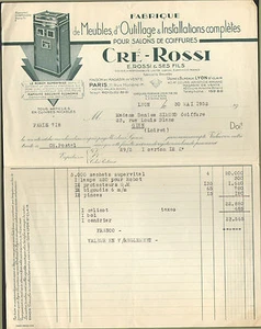 69 LYON ST CLAIR FABRIQUE MEUBLES SALONS COIFFURE CRE-ROSSI ROSSI GIEN 1952 - Picture 1 of 1