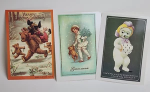 Vintage 1987 Beverly Port Postkarten Bären Weihnachten Neujahr 3er Set - Bild 1 von 5