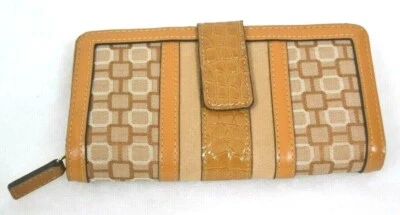 Cartera de mujer de bolsillo plegable para tarjetas de crédito chequera marrón imitación cuero Foto 1 de 4