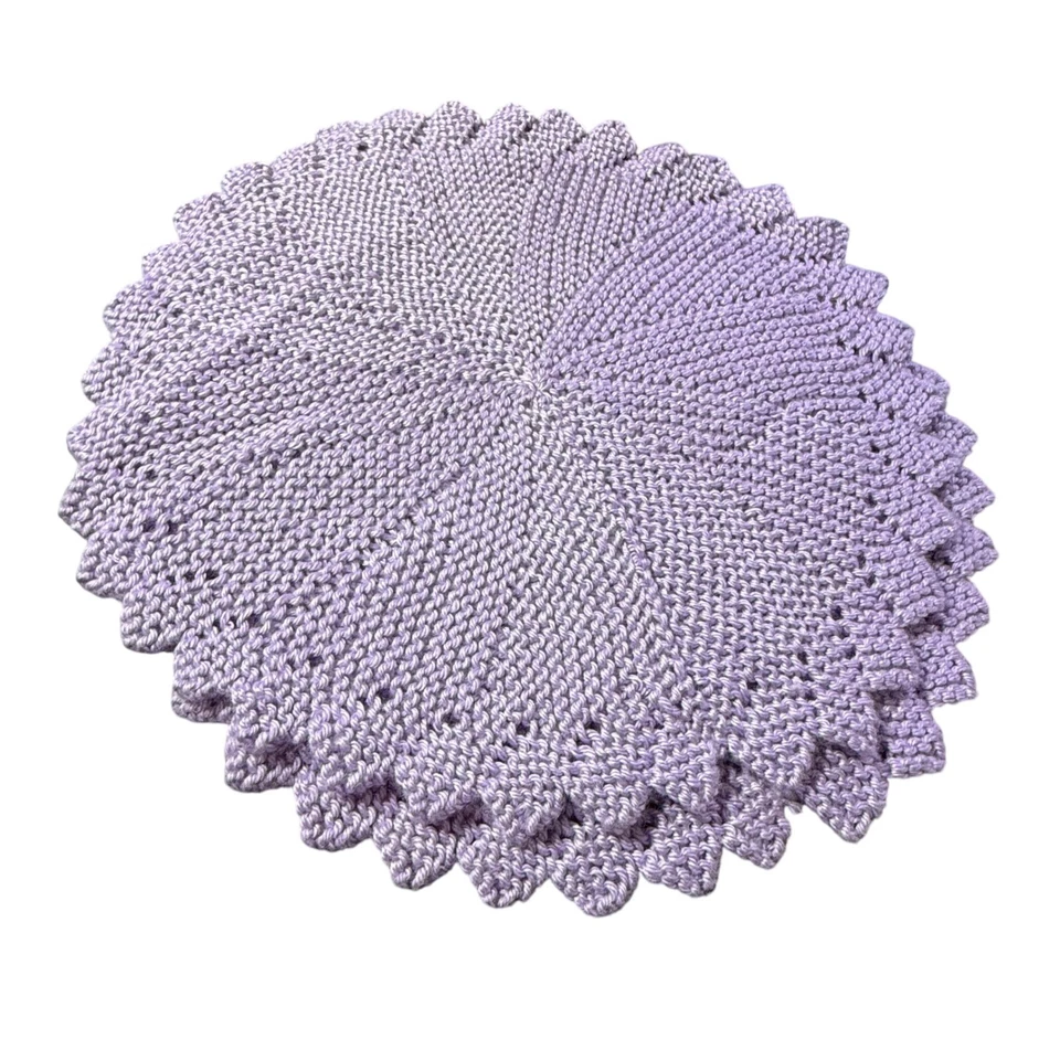 Juego de 2 centros de mesa de punto hechos a mano púrpura redondo tejido decoración Foto 1 de 3