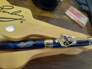 Elvis Presley Pen With Wooden Guitar Shaped Box EPE Official Product Blue Marble - Picture 1 of 3