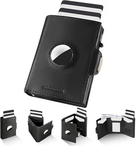 Custodia portafoglio Airtag vera pelle porta carte di credito magnetica air tag cover - Foto 1 di 6