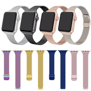 Smukła mediolańska metalowa bransoletka do zegarka do Apple Watch SE iWatch Ultra 8 7/6/5/4/3 - Zdjęcie 1 z 20