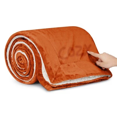 480 GSM Sherpa Blanket  Luxury Heavy Warm Faux Fur Mink Sofa Bed Fleece Throw UK - Image 1 of 4