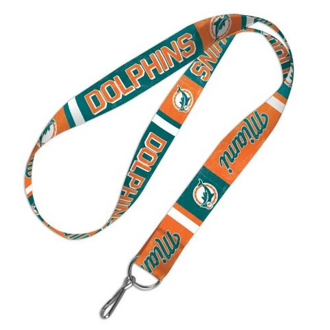 MIAMI DOLPHINS CLASSIC LOGO LANYARD KEY CHAIN 1" WIDTH 20" LENGTH Cover