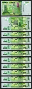 Uganda 5000 Shillings 2019, UNC, 10 PCS Consecutive LOT, P-51 New Sign - Picture 1 of 5