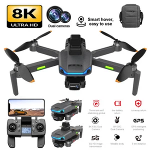 5G WiFi FPV 8K GPS Drone HD Dual Camera Follow Me 3-axis Drones RC Quadcopter - Picture 1 of 27