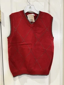 NWT Janie & Jack Boys Size 7 Sweater Vest Cranberry Red Gray - Picture 1 of 8