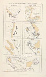 Map Ports & Harbours West Coast Scotland Fullarton original 1860 Cambelltown Bay - Picture 1 of 2
