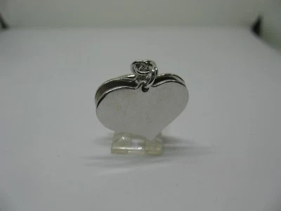 ANELLO 2 CUORI ARGENTO 925%  RODIATO ORO BIANCO incisione nomi e spedizione 1 g  - Immagine 1 di 4