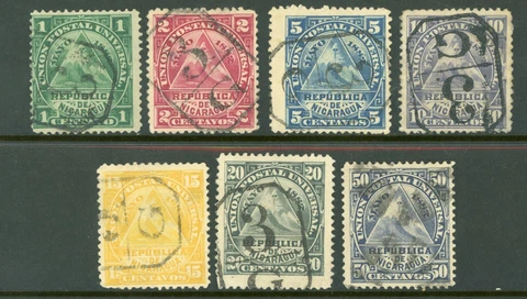 Nicaragua 1882 ABNC 1¢-50¢ SET w/ "3" (Granada) Cancels Z402 Cover