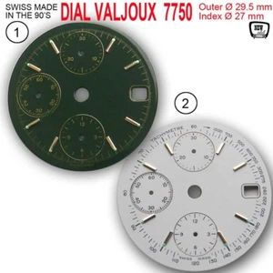  DIAL FIT MOVEMENT ETA VALJOUX 7750, DATE ONLY Ø 29.5 mm,  OLIVE, WHITE - Picture 1 of 3