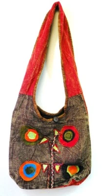 R256 Nuevo Bolso de Algodón Gota de Hombro Moderno y Artístico Hecho a Mano en Nepal Foto 1 de 2