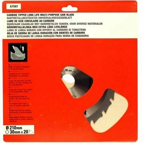 Black & Decker A7597 210mm x 30mm 20T TCT Multi-Purpose Circular Saw Blade - Image 1 of 1